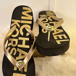 Michael Kors Black and Gold Sandals